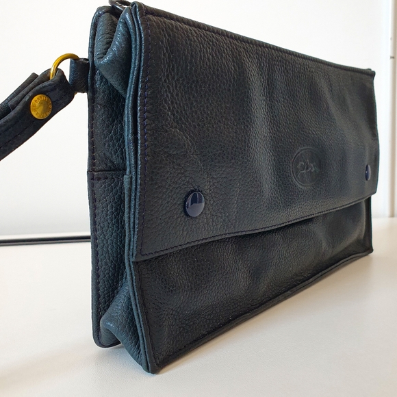 Longchamp Vintage All Leather Clutch in Navy Blue - Picture 3 of 8